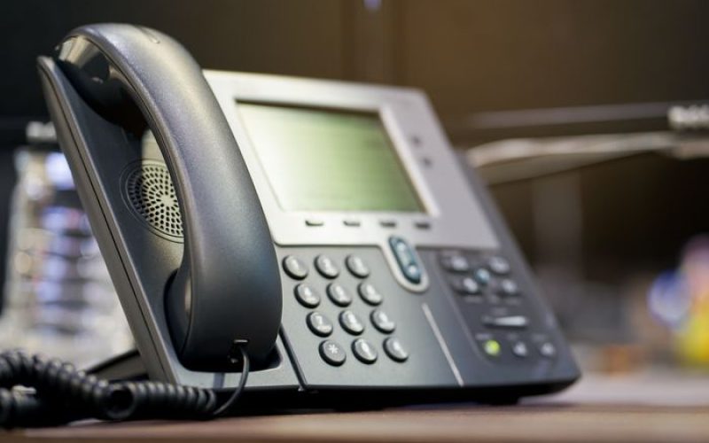 A well-lit modern VoIP phone.